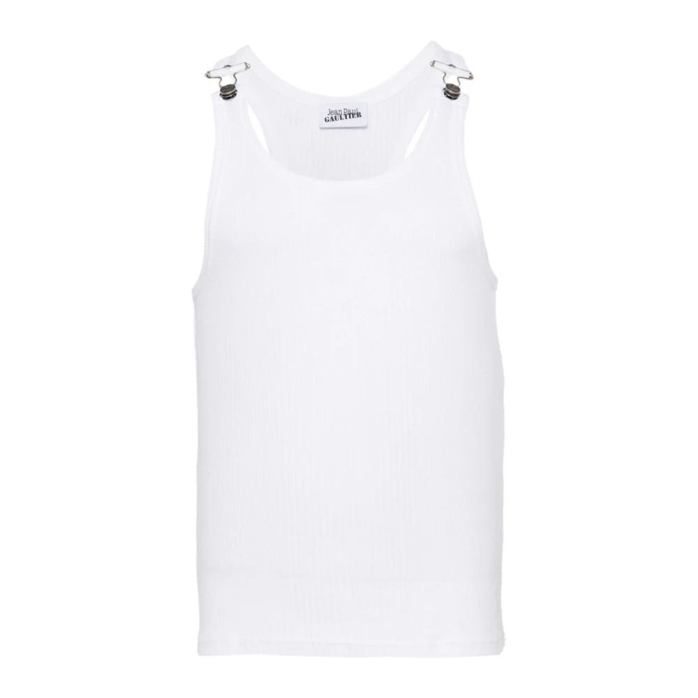 Jean Paul Gaultier Geribbelde tanktop met overall gespen White Heren