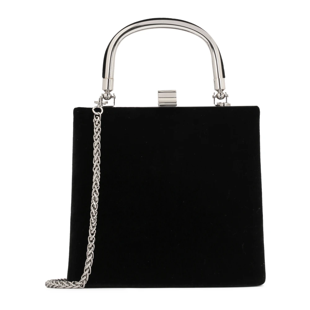 Kazar Klassieke Avondclutch met Metalen Handvat Black Dames