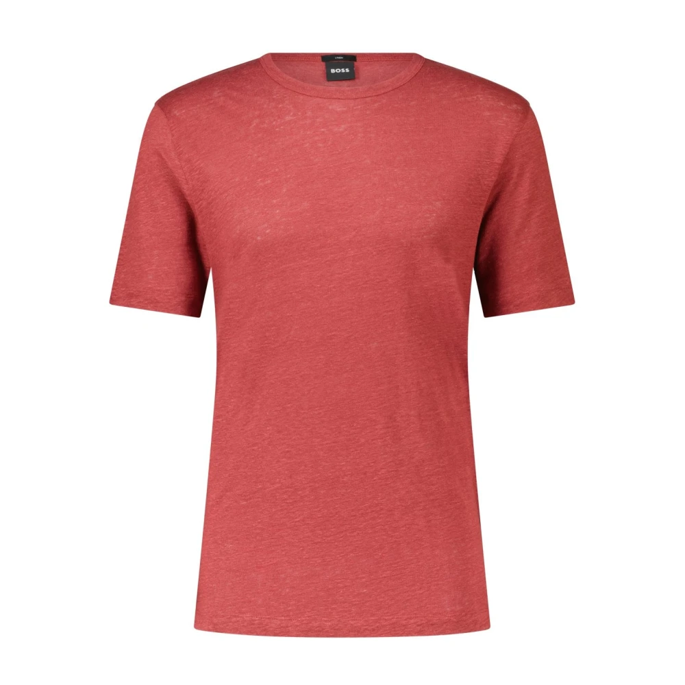 Hugo Boss Linnen Ronde Hals T-Shirt Red Heren