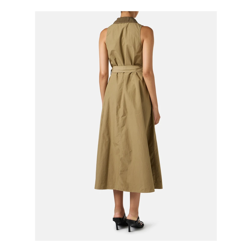 Iceberg Modderkleurige losvallende jurk met afneembare canvas riem Beige Dames