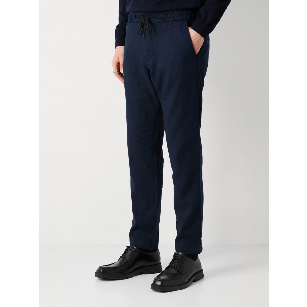 Hugo Boss Blauwe Linnen Jogger Broek Blue Heren