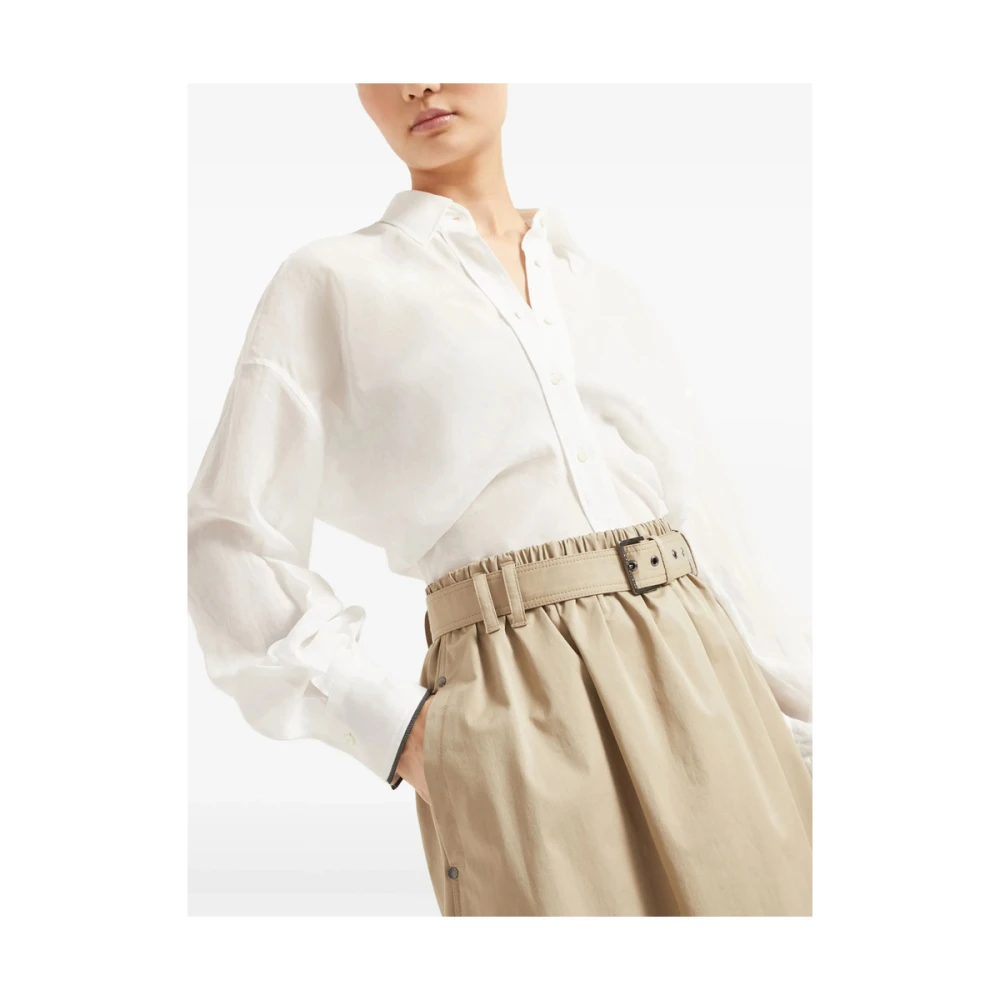 BRUNELLO CUCINELLI Hoge beige rok met zakken Beige Dames