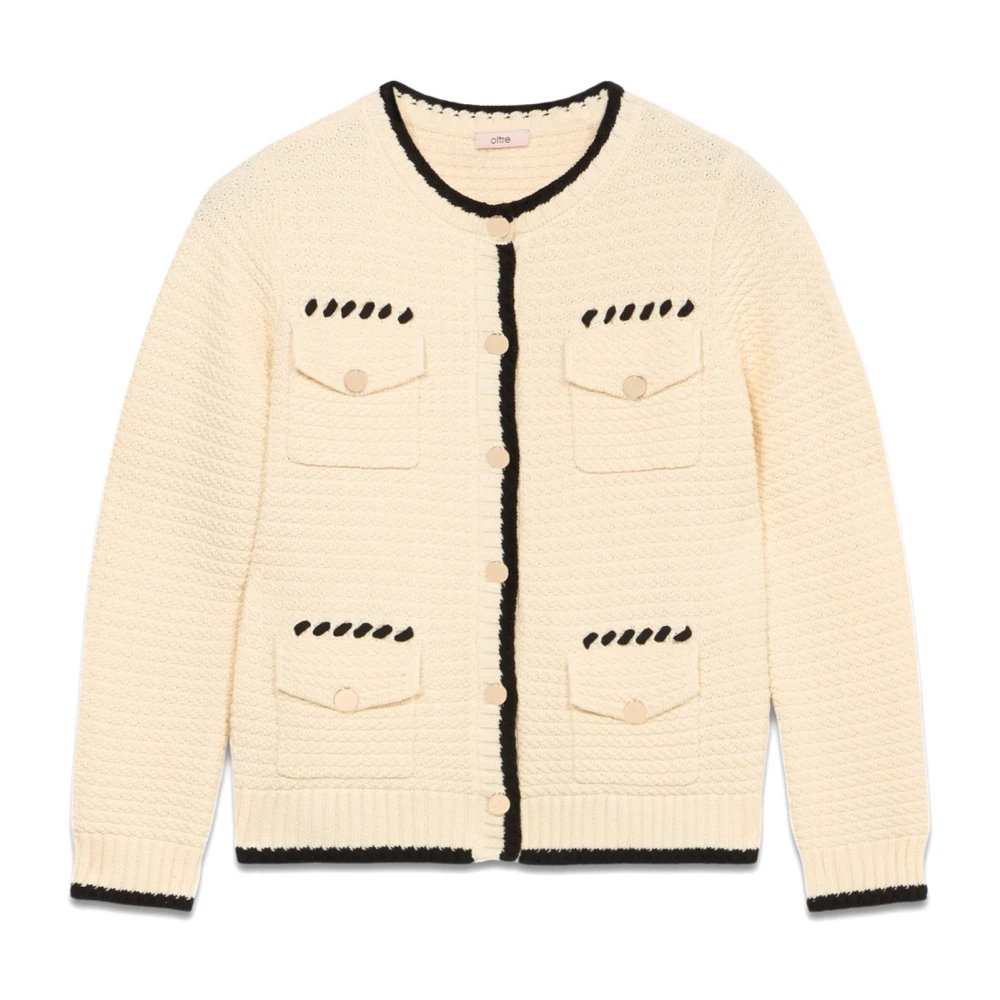 Oltre Vest met zakken en contrasterende details White Dames