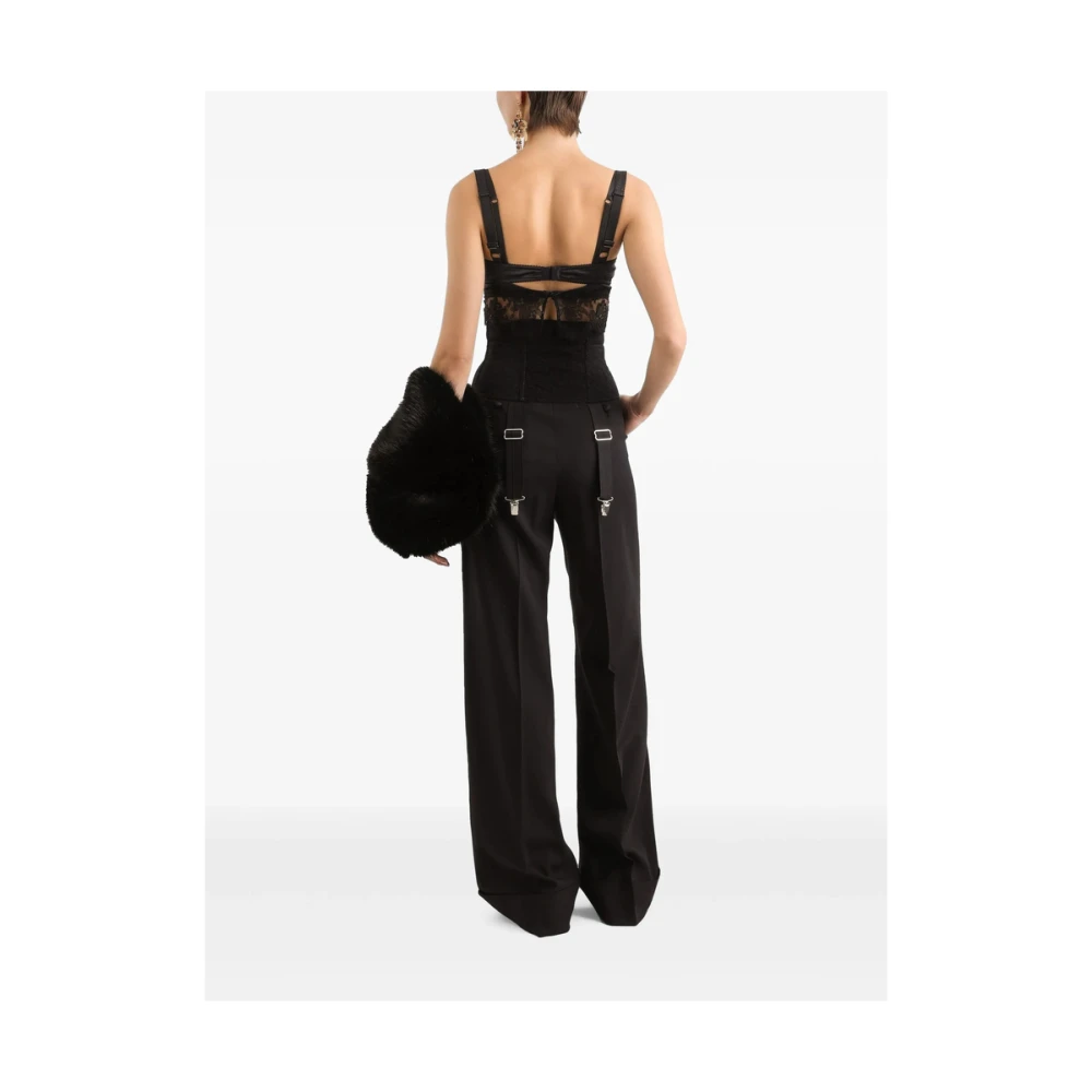 Dolce & Gabbana Zwarte hoge taille broek met zakken Black Dames