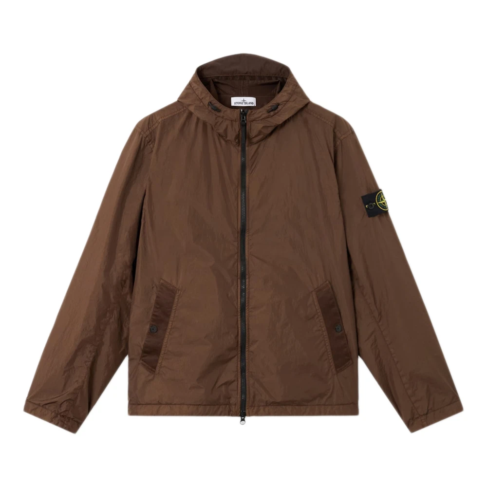 Stone Island Brown Hooded Jacket - Male - Light Jackets - Xl - Jackets