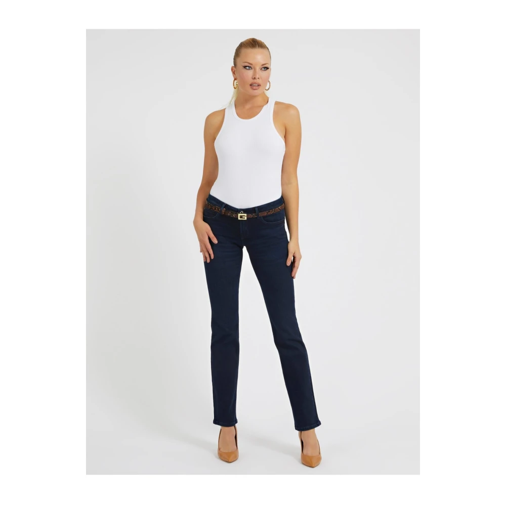 Guess Donker Denim Straight Leg Broek Blue Dames