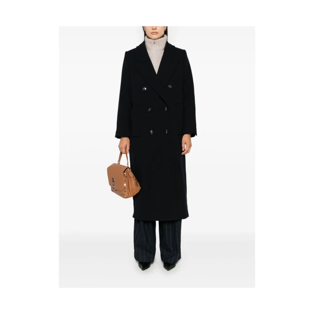 IVY OAK Navy Blue Wollen Jas Blue Dames