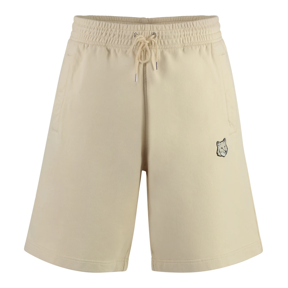 Maison Kitsuné Vossenhoofd Patch Oversize Jog Shorts Beige Heren