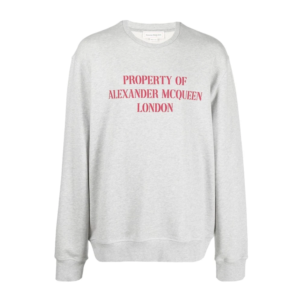 Alexander mcqueen Grijze Logo-Print Sweater Gray Heren