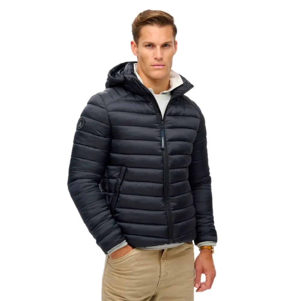 Superdry Uomo Blu Piumino Con Cappuccio Fuji Sport - Immagine 2