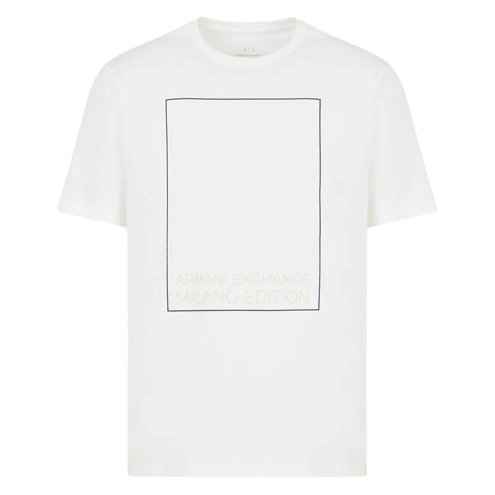 Armani Exchange Witte Logo Quadro T-shirts en Polos White Heren