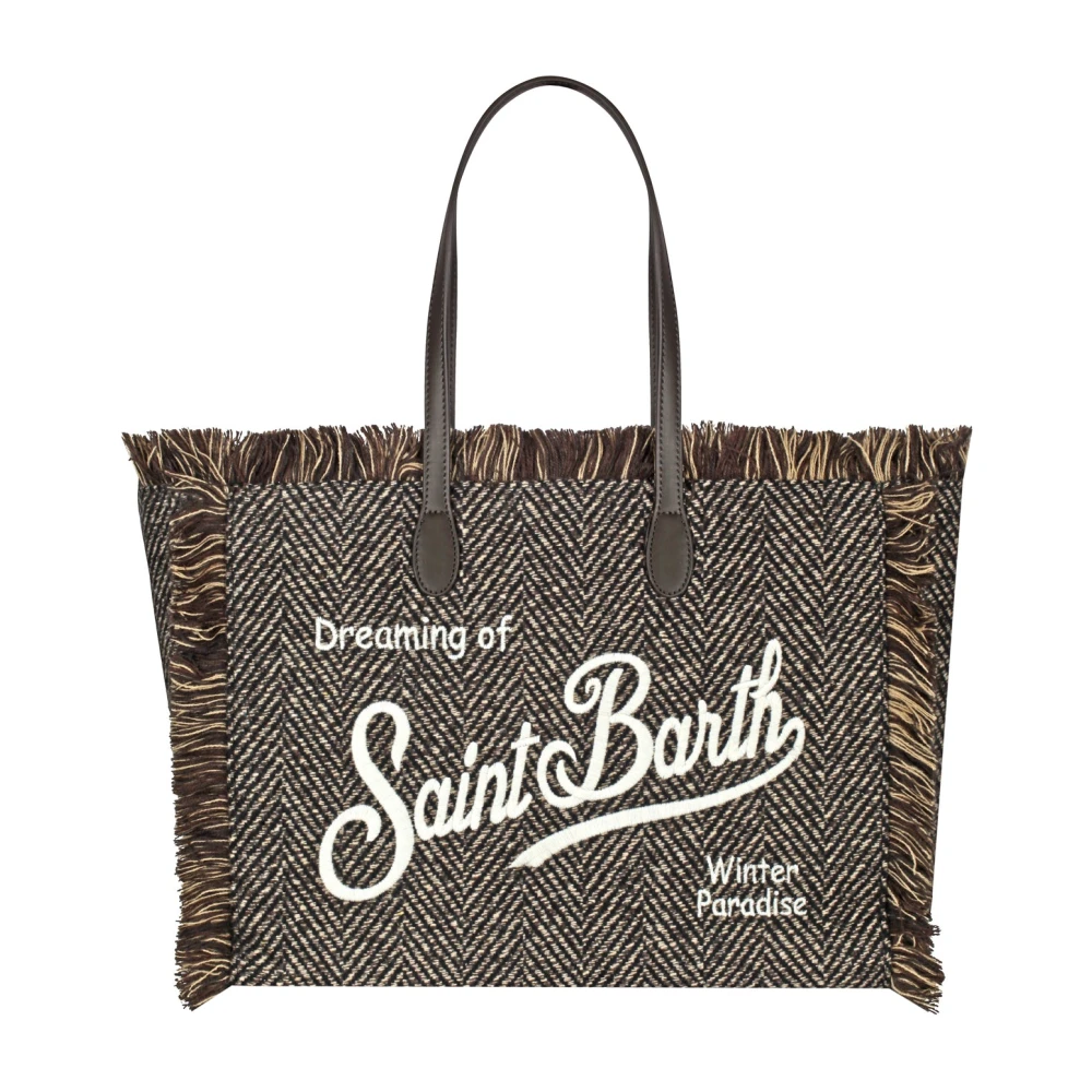 MC2 Saint Barth Fringe Vanity Tas met Geborduurd Logo Brown Dames
