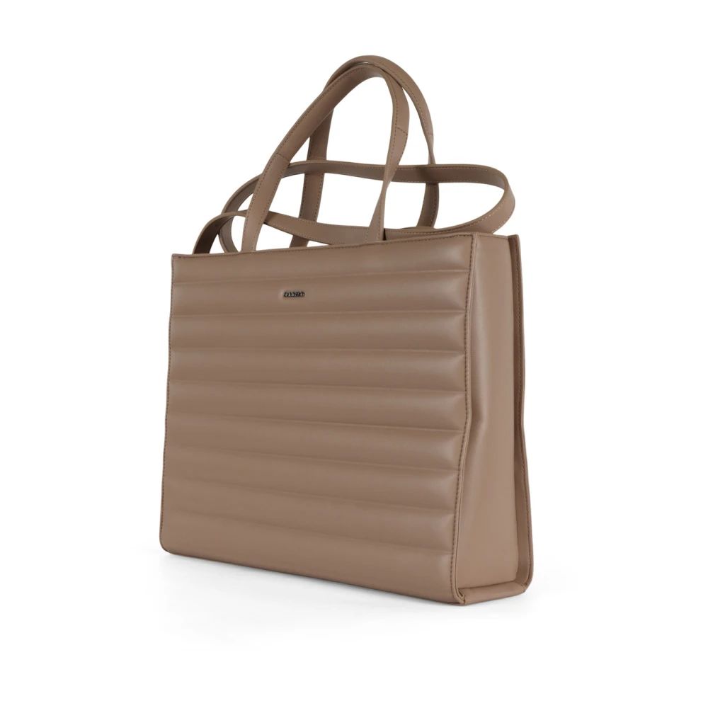 Calvin Klein Gewatteerde Eco-leren Handtas met Afneembare Riem Beige Dames