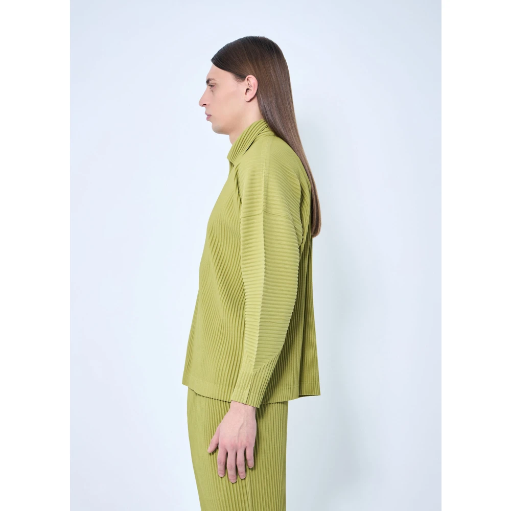 Issey Miyake Geplooide Overhemd met Lange Mouwen Green Heren