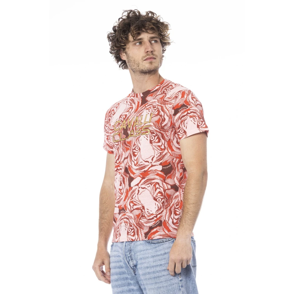 Cavalli Class Gedrukt Kort T-shirt Red Heren