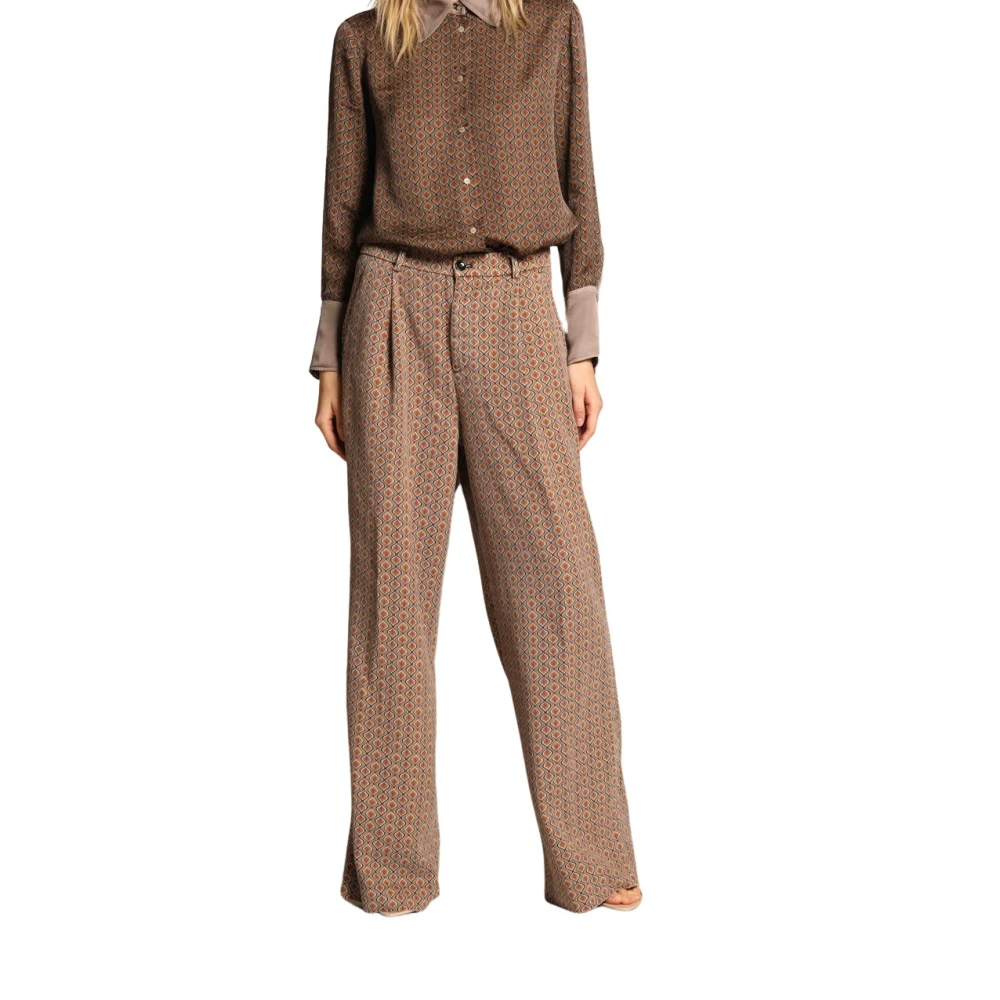Mason's Wide Pleats Dames Chino Broek Brown Dames