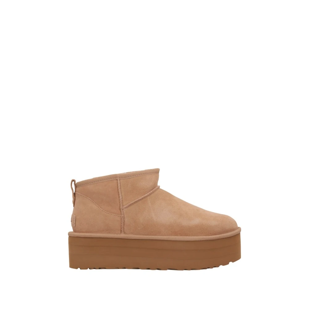 Ugg Donna Beige, Pelle Per 1135092 Stivaletti Classici In Pelle Beige Con Plateau Ultra Mini (39), 3 A 5Cm, Nessuno, Casual, Homewear - Immagine 9