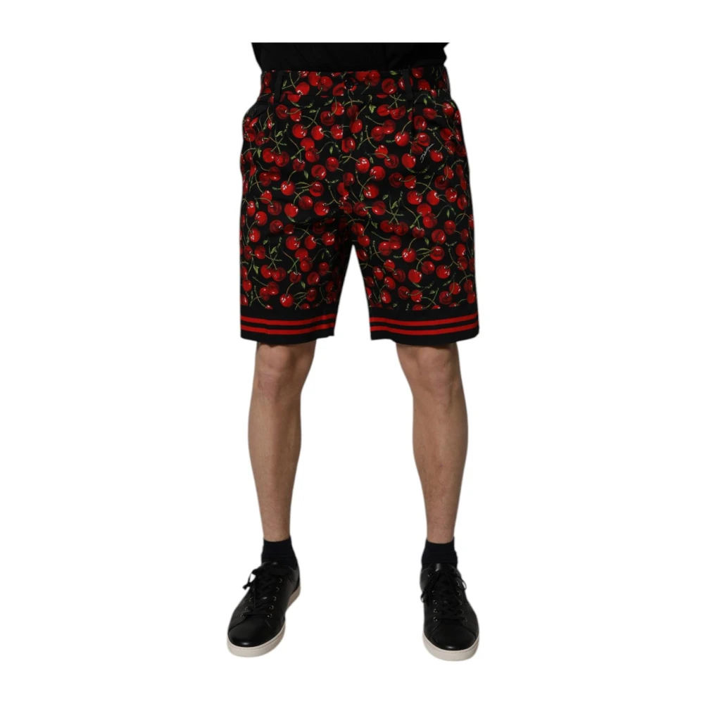 Dolce & Gabbana Men's Multicolor Casual Shorts, M, Cherry Print Bermuda Cotton Shorts