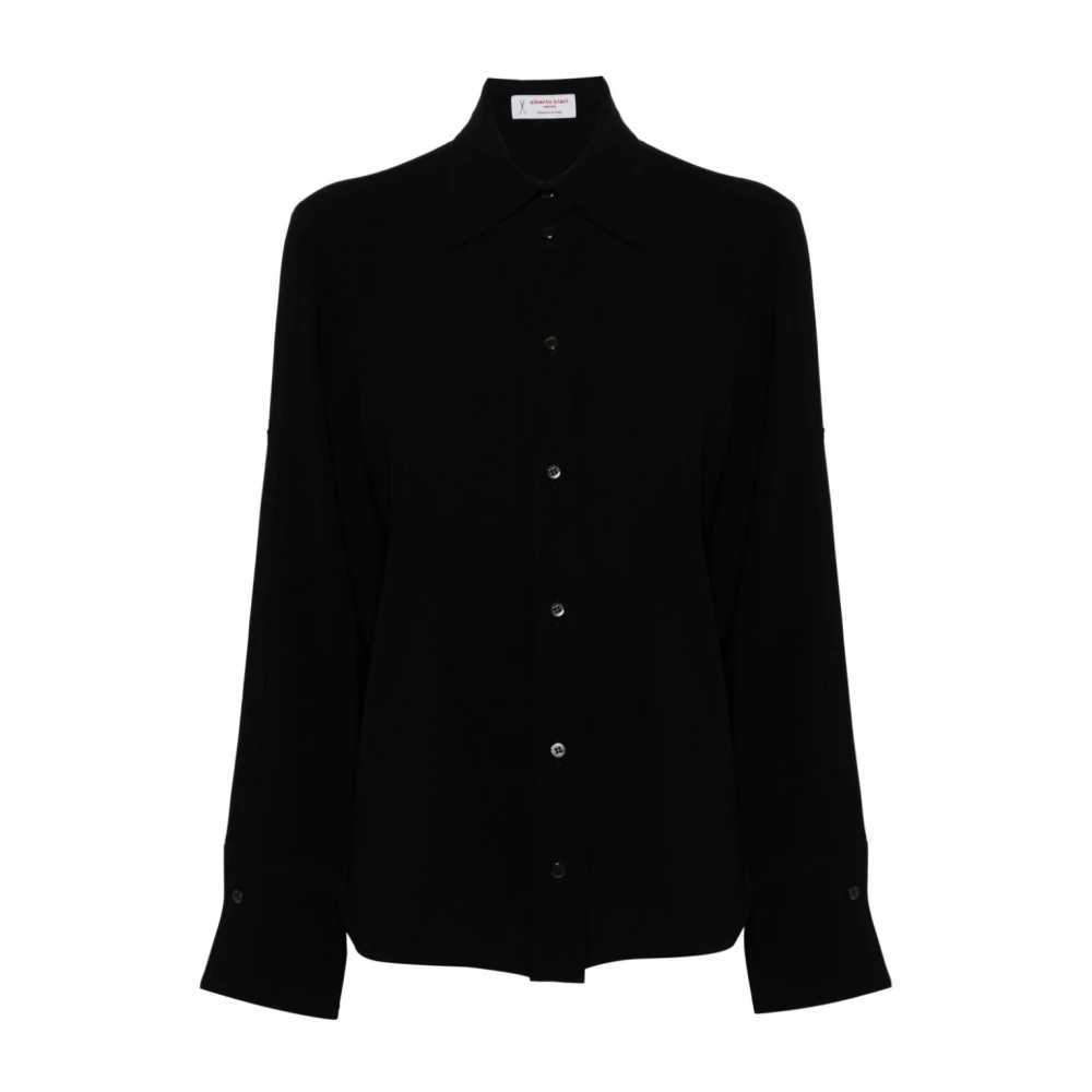Alberto Biani Zwarte Overhemd Klassieke Knoopsluiting Black Dames