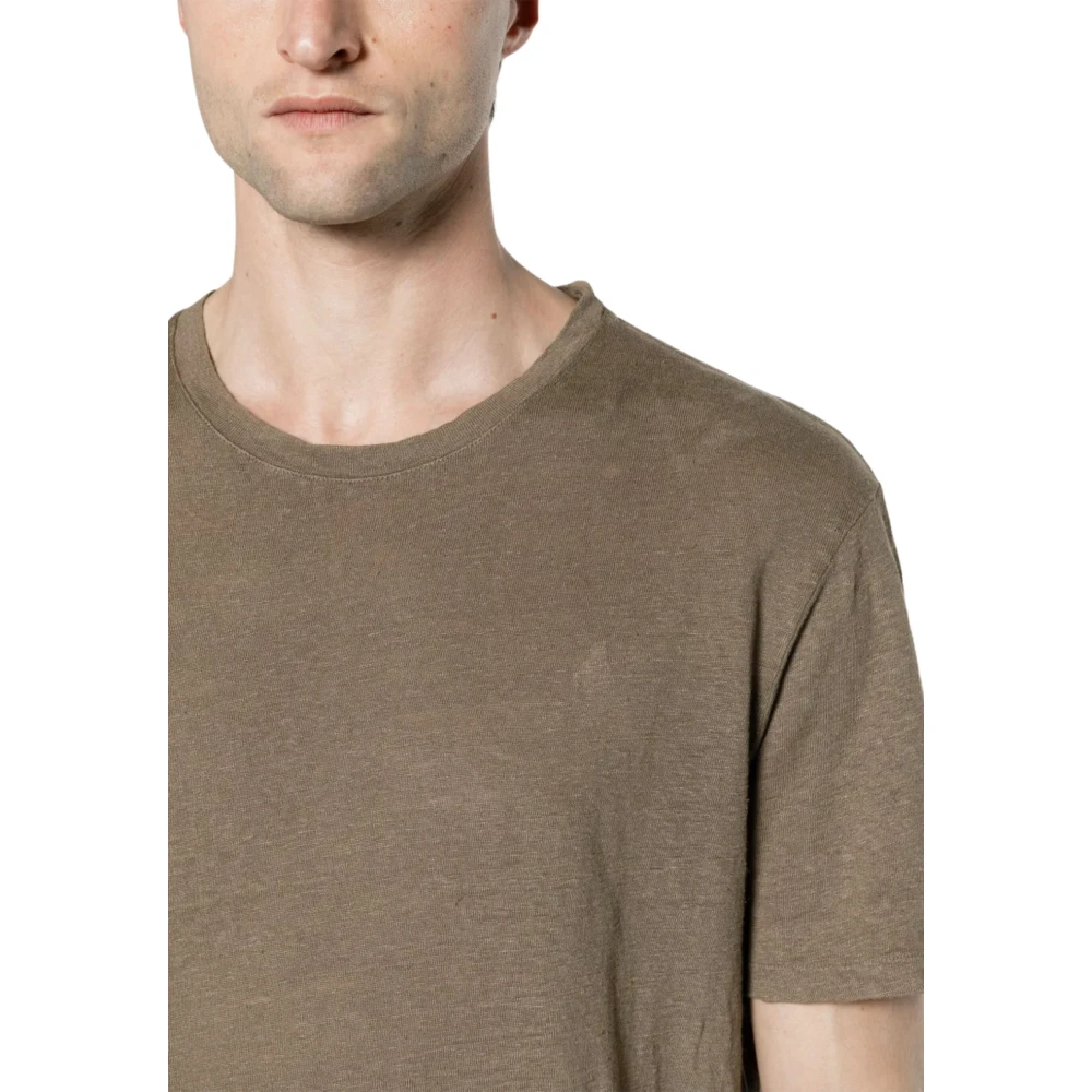 Malo Duif Grijs Linnen Reliëf T-shirt Gray Heren