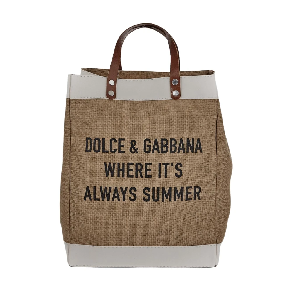 Dolce & Gabbana Logoed Juta Tas Brown Heren