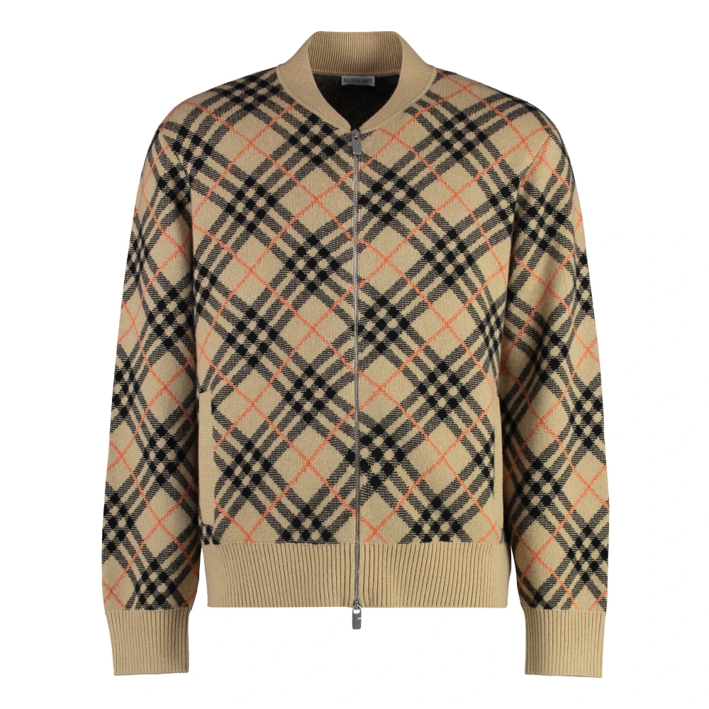 Burberry Men's Beige Cashmere Knitwear, M, Cashmere Zipped Cardigan With Motif