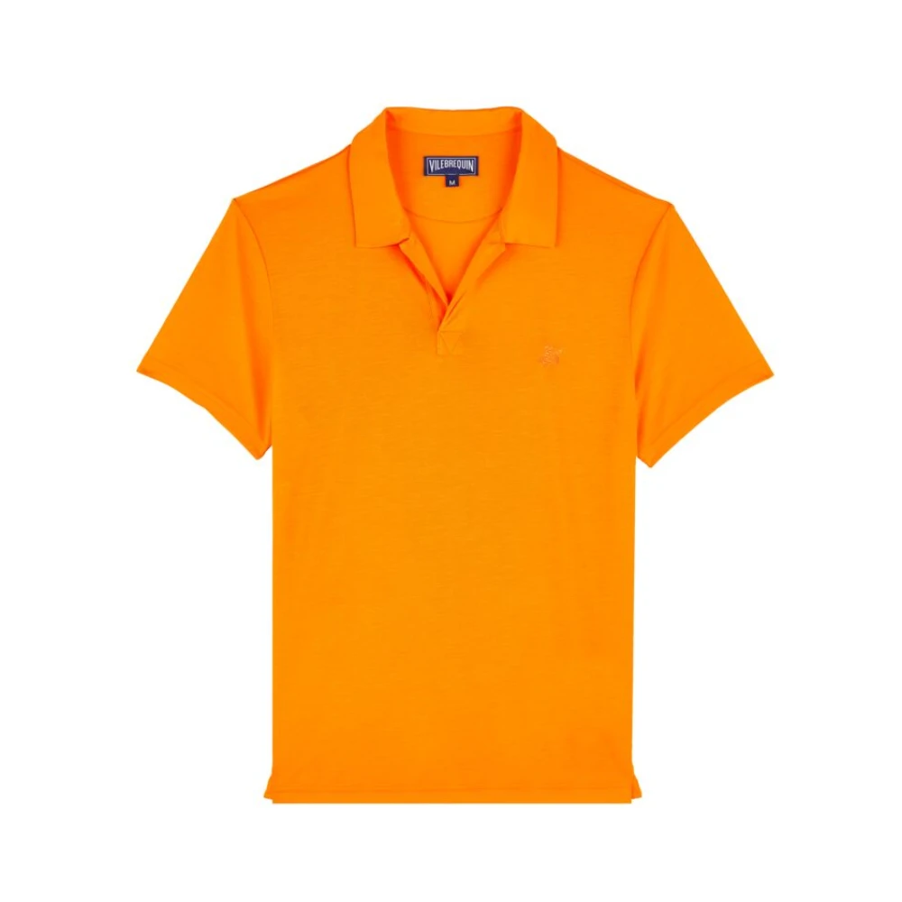 Vilebrequin Enfärgad polotröja i Tencel för män Orange, Herr