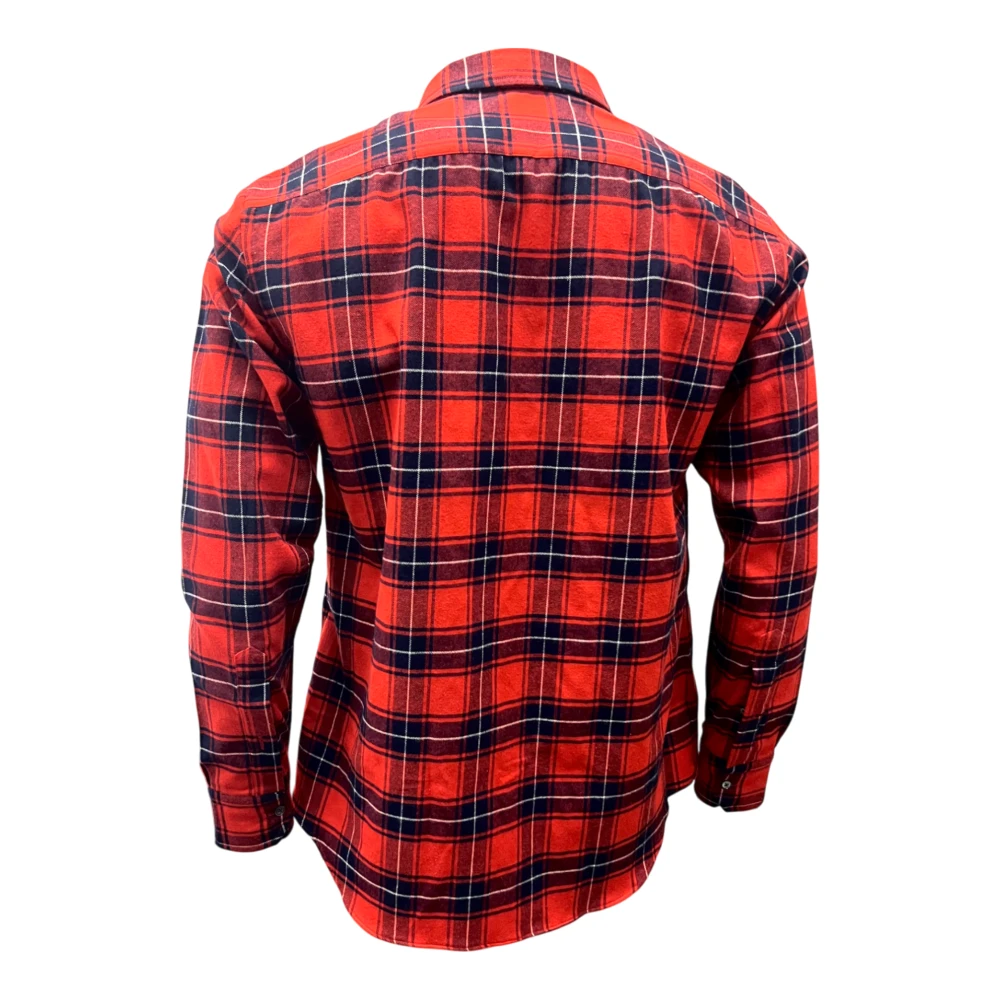 Salvatore Piccolo Napolitaans Flanellen Geruit Overhemd Rood Navy Red Heren