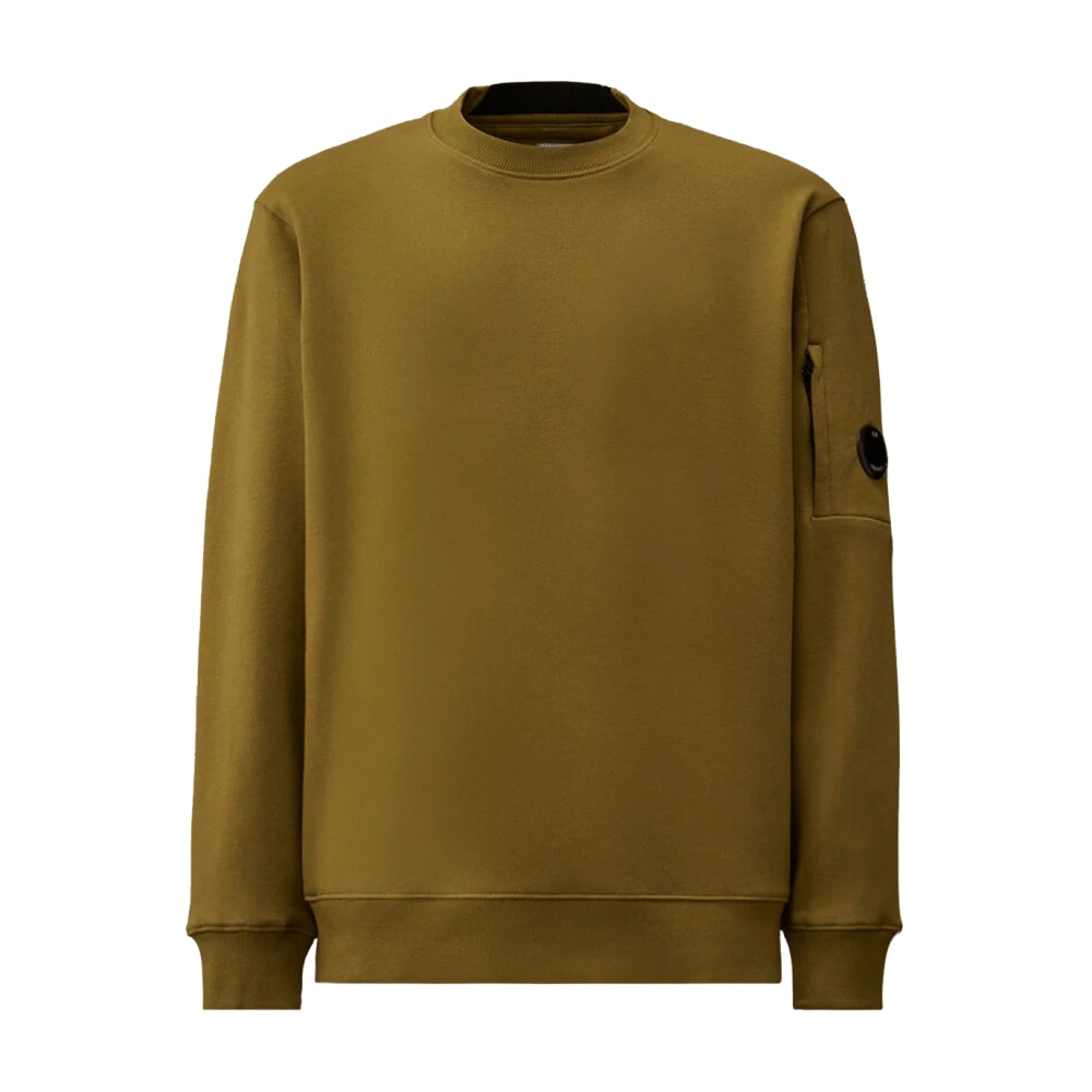 C.p. Company Men's Green Sweatshirts, 2XL, Diagonal Raised Fleece Crewneck Sweatshirt