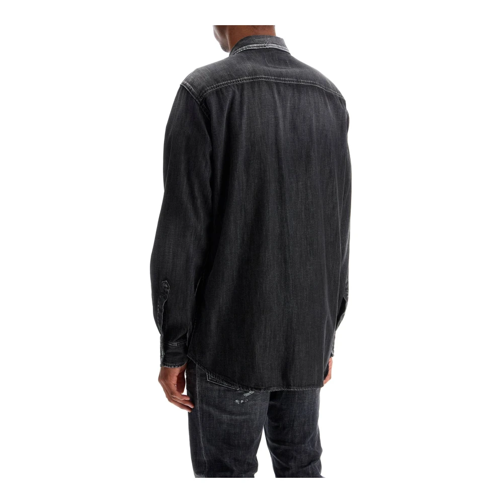 Dsquared2 Zwarte katoenen shirt met contraststiksels Black Heren