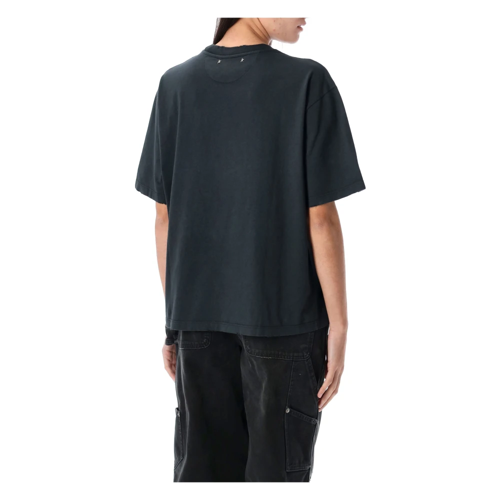Golden Goose Crystal Ribbed T-shirt Washed Black Dames