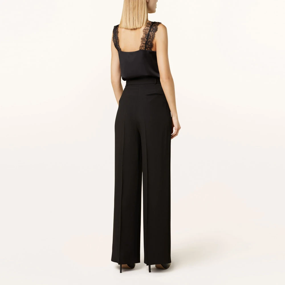 Hugo Boss Satinbroek met relaxte pasvorm Black Dames