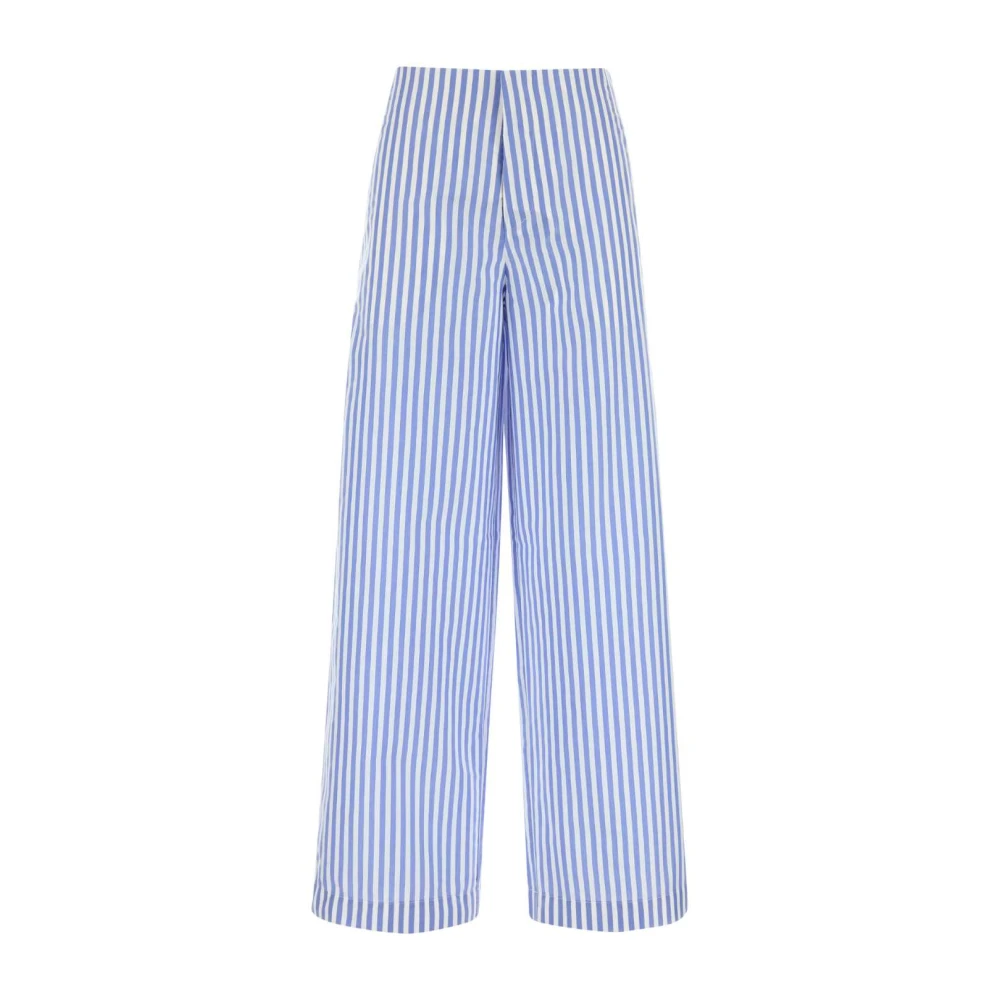 Philosophy Di Lorenzo Serafini Women's Blue Wide Trousers, 2XS, Embroidered Poplin Pant