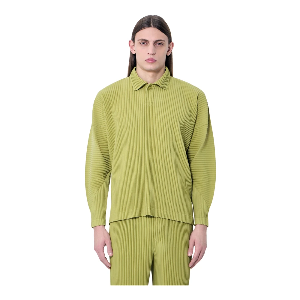 Issey Miyake Geplooide Overhemd met Lange Mouwen Green Heren