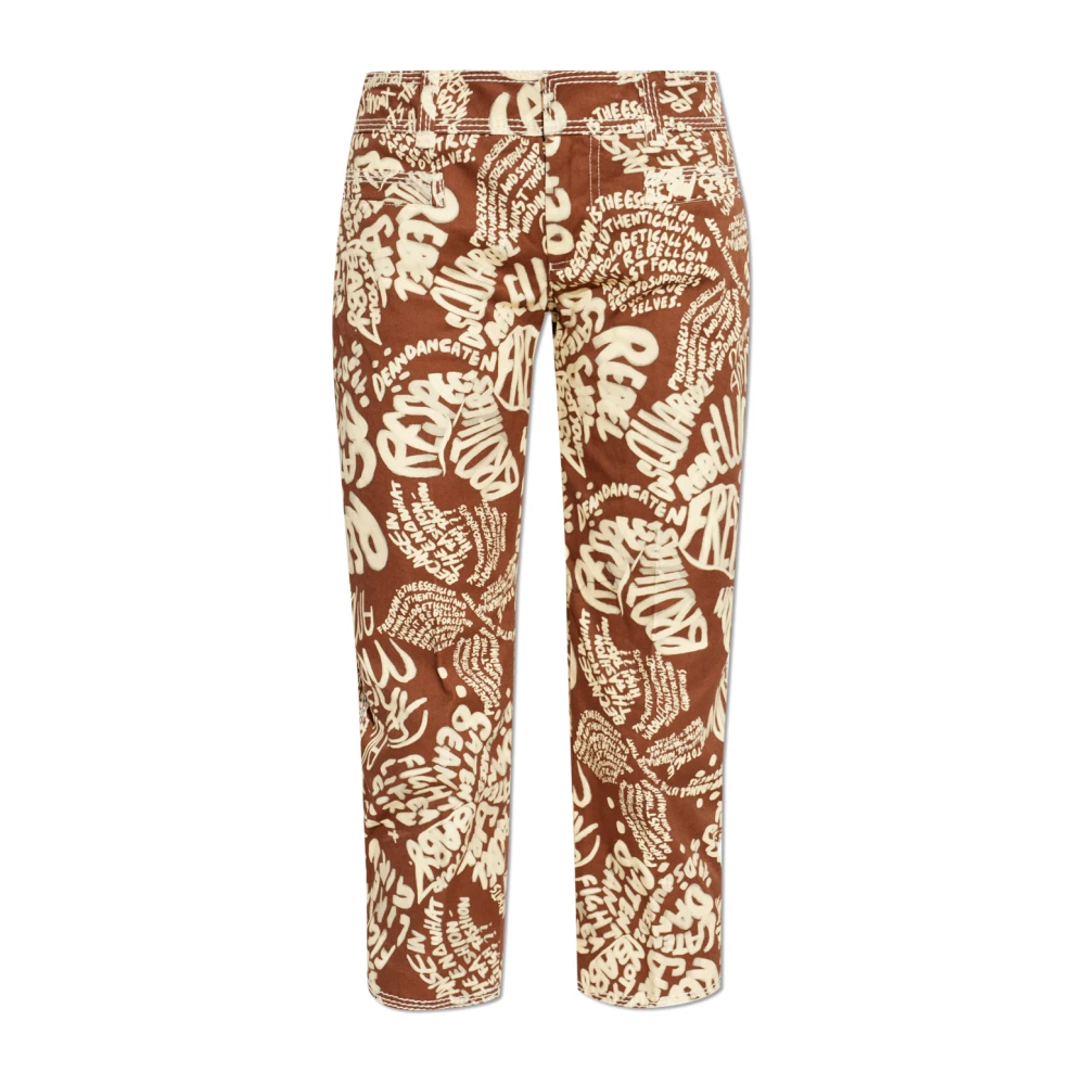 Dsquared2 Women's Brown Cropped Jeans, Xs, Printed Jeans