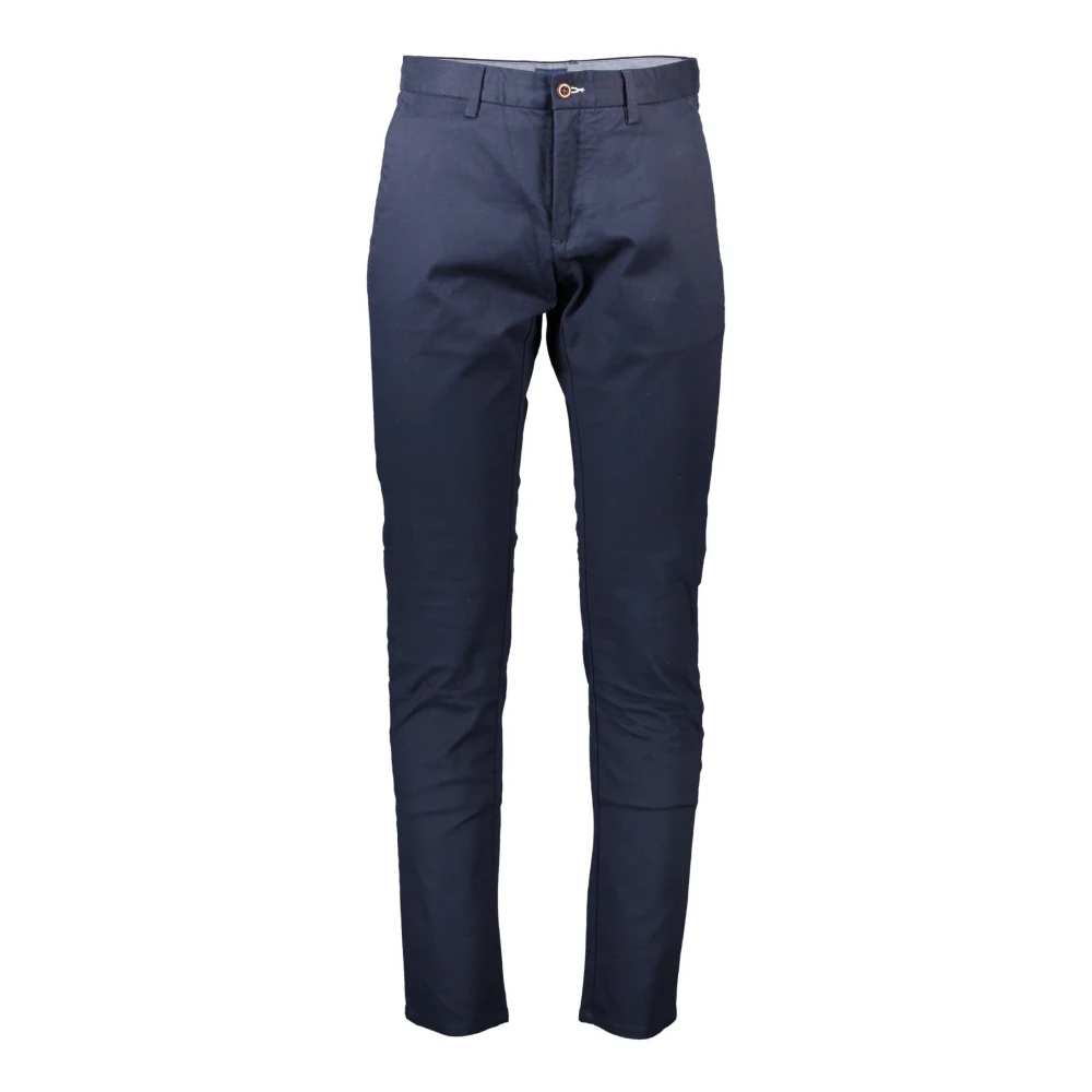 Gant Men's Blue Straight Trousers, W38 L34, Elegant Slim Fit Cotton Trousers