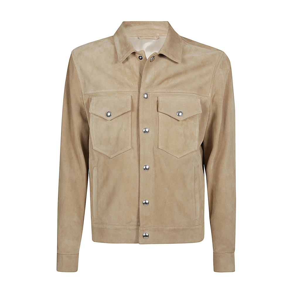 Eleventy Denim jack van Frans suède Beige Heren