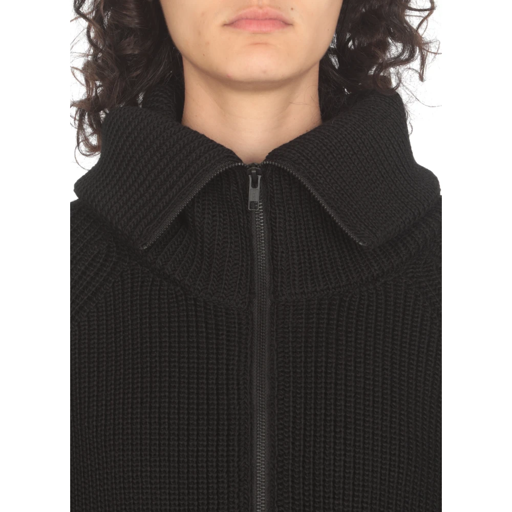 Y-3 Zwarte wollen trui met hoge hals Black Dames