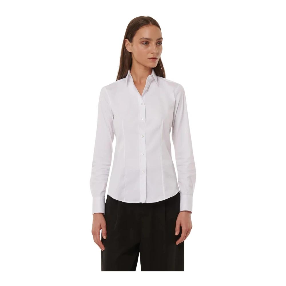 Xacus Women's White Camicia In Popeline Stretch - Shirts - Xs - Blouses & Shirts