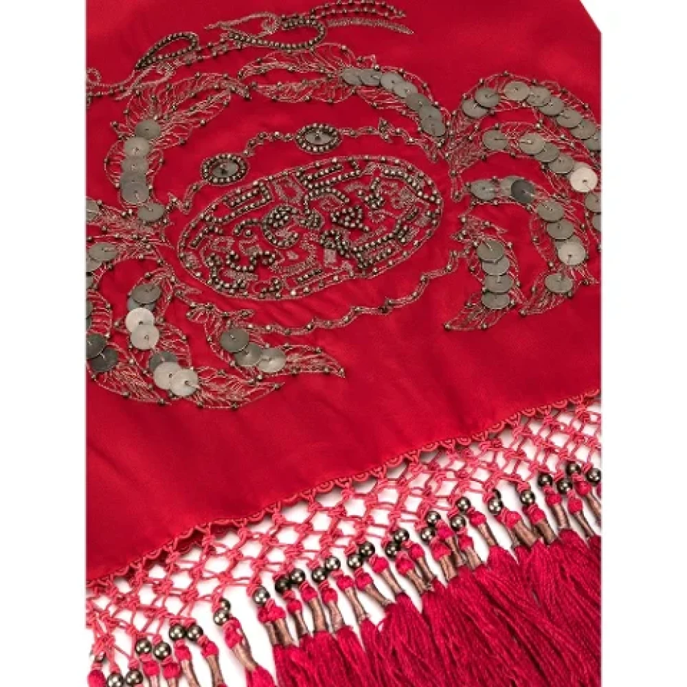 Armani Pre-owned Silk scarves Red Dames