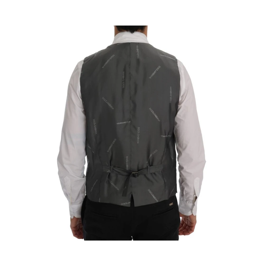 Dolce & Gabbana Grijze Katoen Rayon Vest Gilet Gray Heren