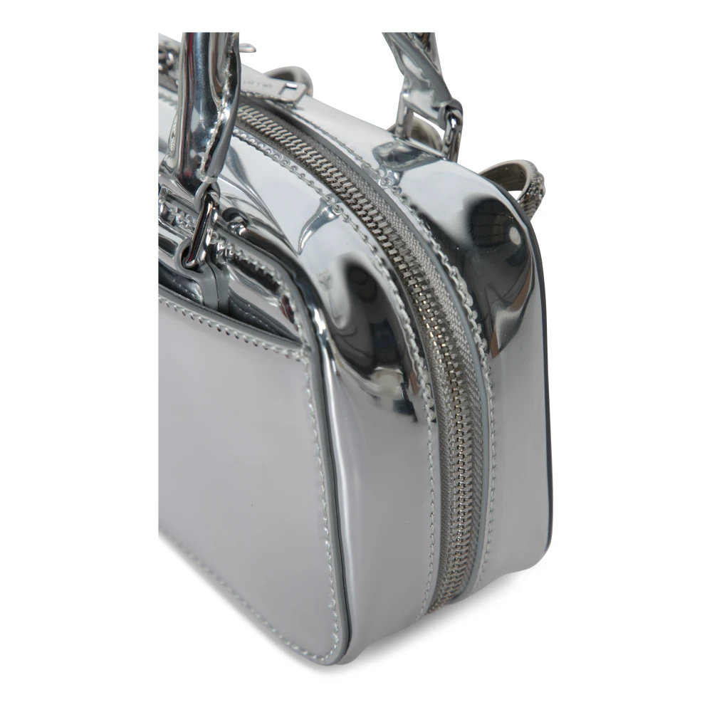 Self Portrait Glanzende Zilveren Mini Tote Tas Gray Dames