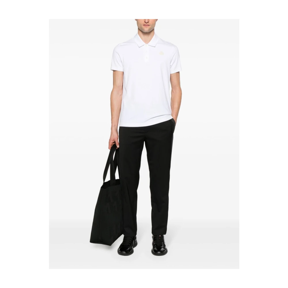 Moncler Wit Katoenen Poloshirt met Logopatch White Heren