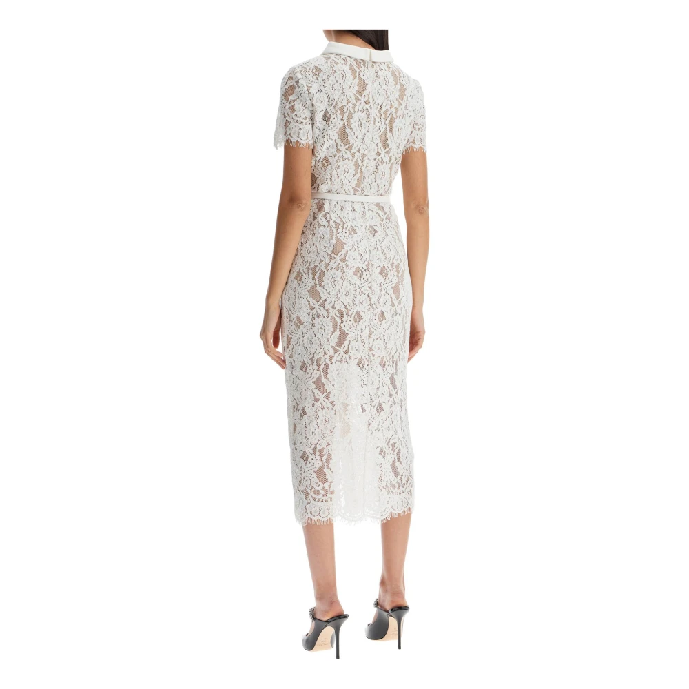 Self Portrait Kanten midi-jurk met riem White Dames