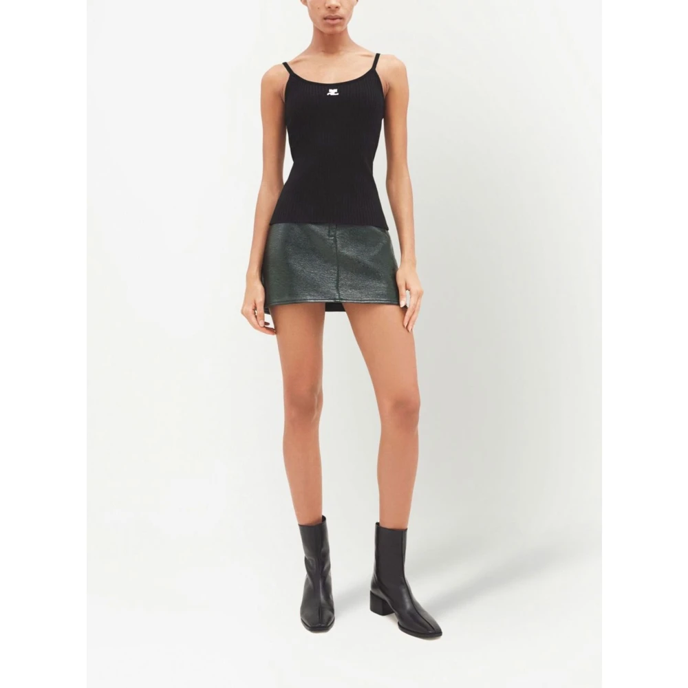Courrèges Zwarte Gebreide Tanktop met AC-logo Black Dames