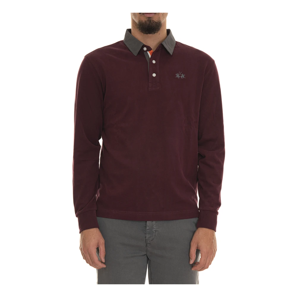LA MARTINA Ruggero Lange Mouw Polo Shirt Red Heren