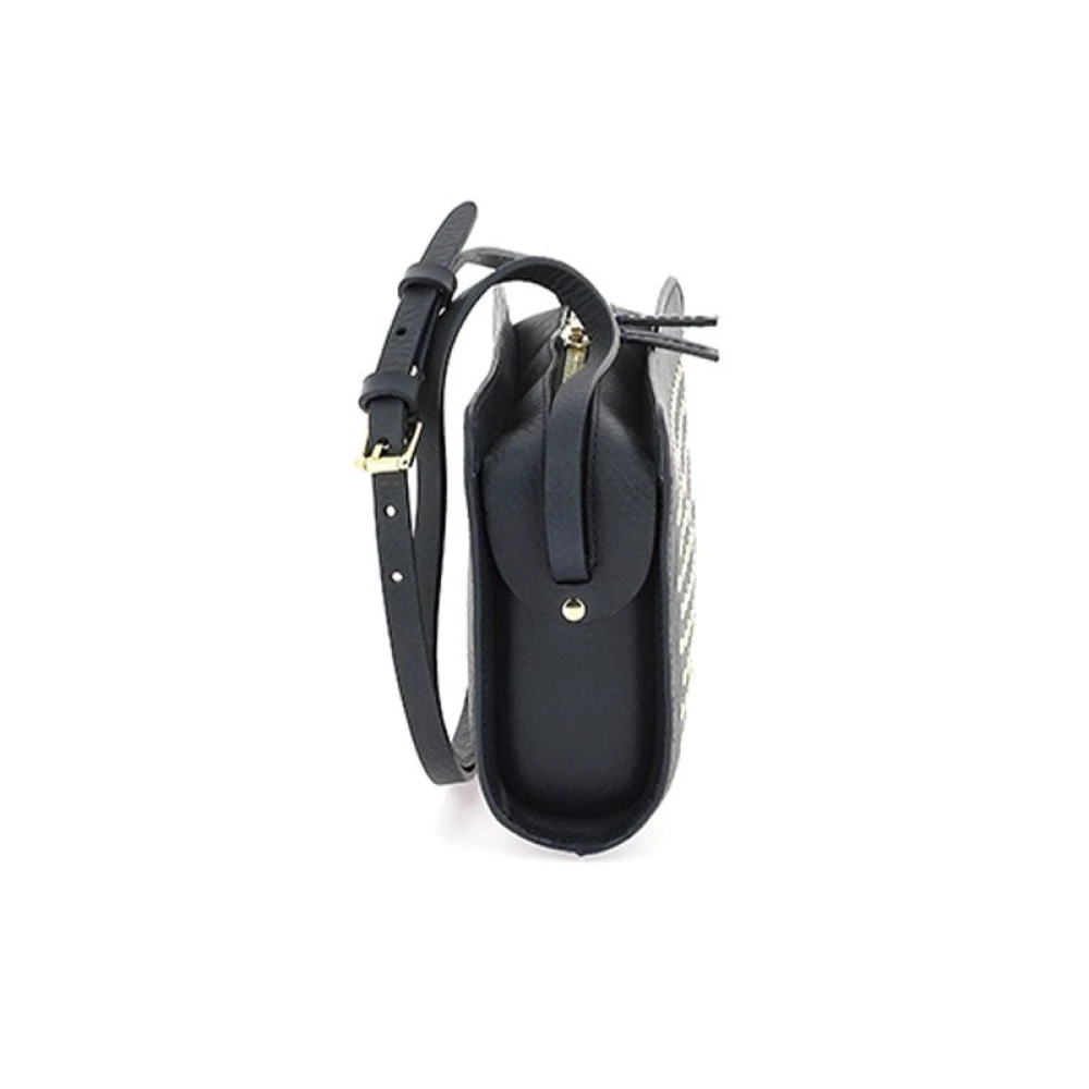 Herbert Frère Soeur Navy Leren Mini Schoudertas Black Dames