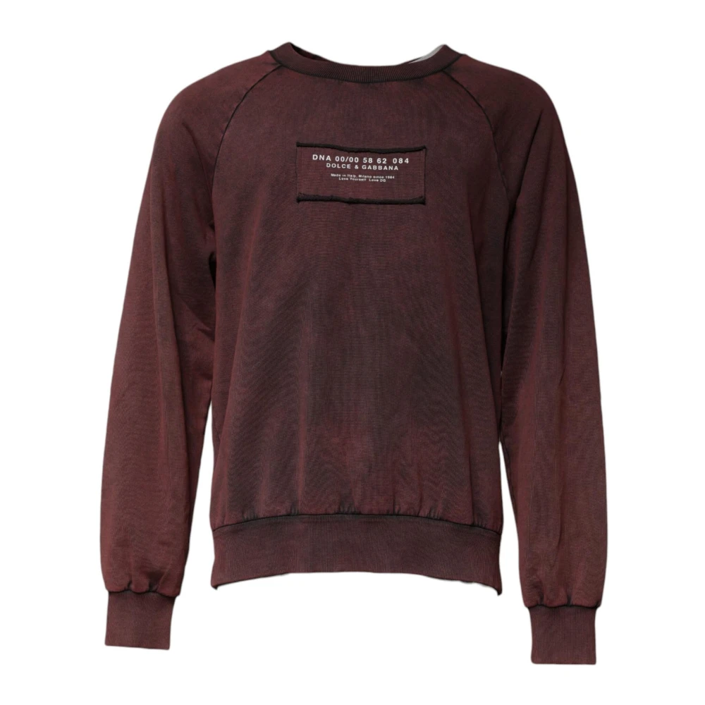 Dolce & Gabbana Men's Brown Cotton Logo Crew Neck Sweater