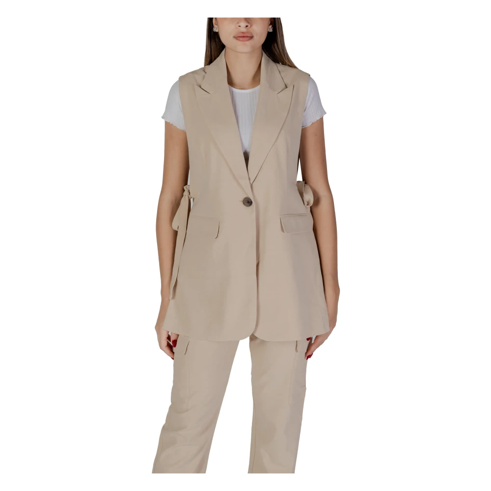 B.young Women's Beige Waistcoats, M, Spring/Summer Jackets And Tailleurs