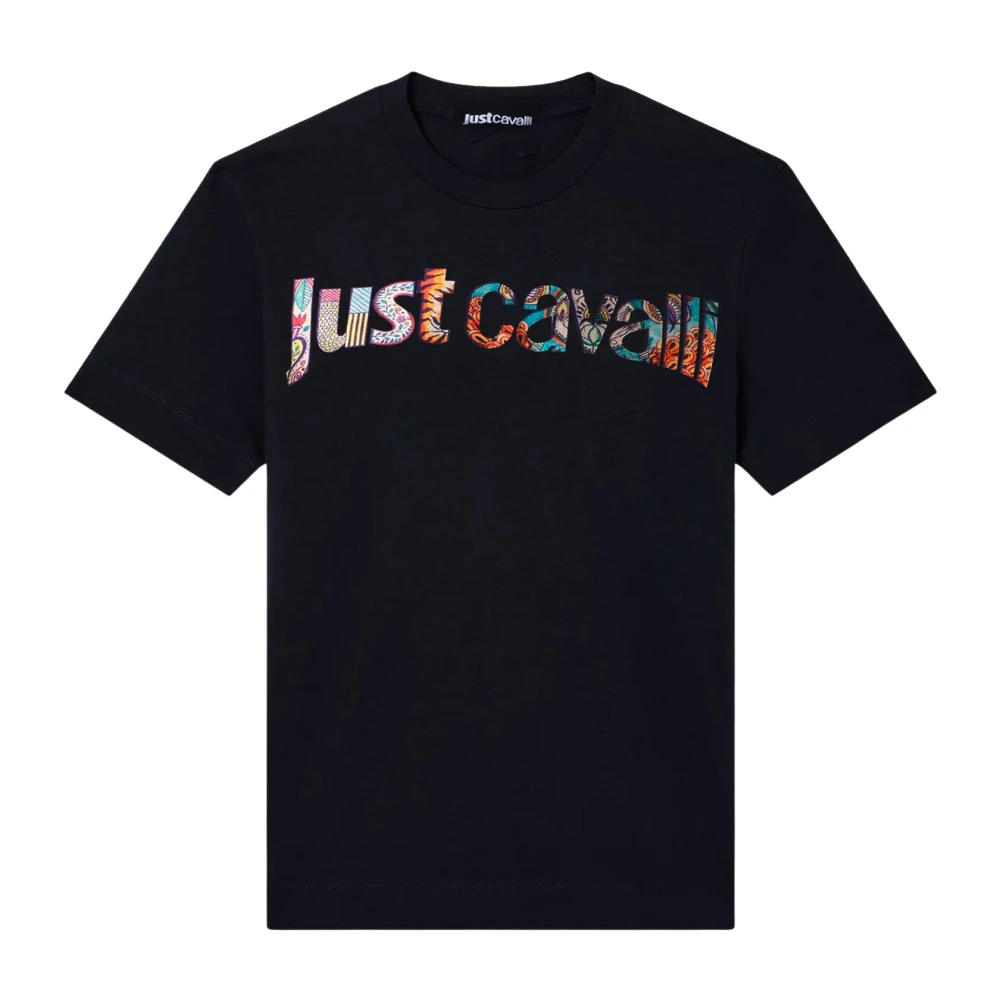 Just Cavalli Women's Black T-Shirts, L, Cotton T-Shirt With Logo